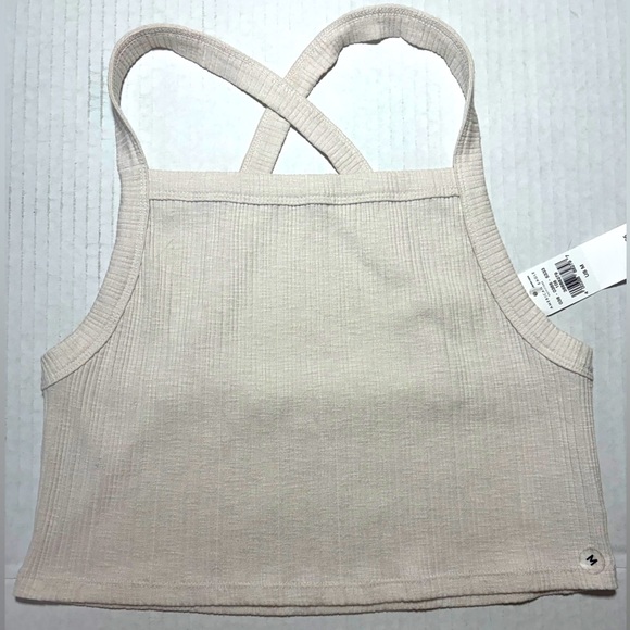 American Eagle Outfitters Tops - NWT American Eagle Cream Cropped Criss Cross Strap Tank Top Size Medium